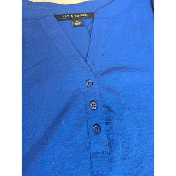 ZAC & RACHEL Royal Blue  V Neck Roll Tab Sleeve Tunic Top Women's Medium - Picture 6 of 10